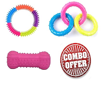 Emily Pets Puppy/Cat Rubber Teething Biting Teeth Gums Chew Ring Toy(Colour May Vary)