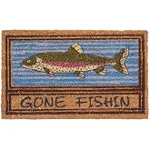 COCO MATS 'N MORE Coco Coir Outdoor Rug | Gone Fishing | Durable Coco Coir Rug Various Design Collection, Heavy-Duty outdoor floor mat & Non-Slip door mat for Entryways | 18