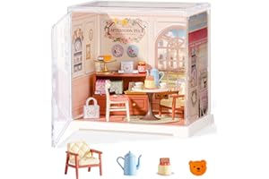 Rolife Mini Super Creator Series, DIY Miniature Honey Tea Lounge Dollhouse House Kit, Bulid Scenary for Action Collectible Figures,Creative Gifts for Women Kid Adults