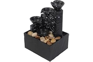 Indoor Tabletop Fountain with LED Lights, USB or Battery Powered Water Feature for Home Decor, Office, Bedroom, Living Room, 