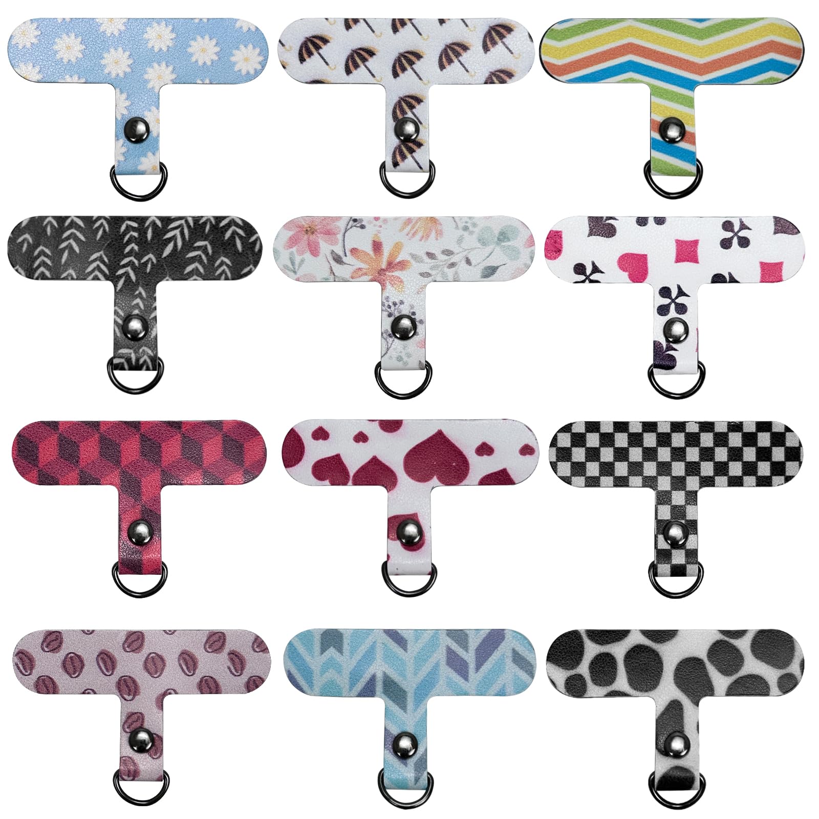 Jiehaojia 12Pcs Phone Tether Tab,Phone Lanyard Patch, Mobile Phone Lanyard Pad,Universal Phone Strap Connector,Universal Strap Tabs for Most Full Coverage Cases