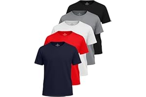 Real Essentials 5 Pack: Boys' Mesh Short Sleeve Athletic T-Shirt - Youth Kids Teens Active Basketball Tops (4-18 Years)