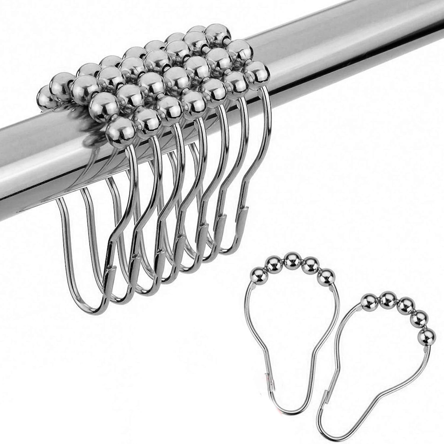 DIMDIM Clips de cortina de ducha de acero inoxidable, 24 unidades, color plateado Amazon.es Hogar