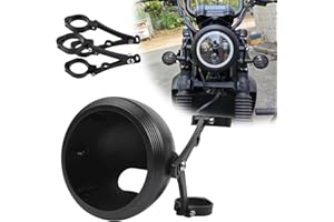 5.75inch CNC Motorcycle Headlight Housing Aluminum Alloy Bucket with CNC Side Mounting Bracket 42-46MM Fork Tube Holder Clamp