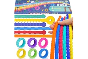 ZQFTZQ 12Pcs Fidget Toys Sensory Bracelet Set- Spiky Fidget Rings for Autism - Fidget Toys for Kids 8-12 - Anxiety Relief Calm Down Fidgets Toys for Easter Basket Stuffers