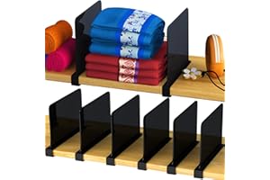 CYEELVES 6 Pack Acrylic Shelf Dividers for Closets, Black Closet Shelf Dividers for Closet Organization, Plastic Shelf Dividers for Wood Shelves, Shelf Dividers for Kitchen Cabinets, Purse Organizer Separators