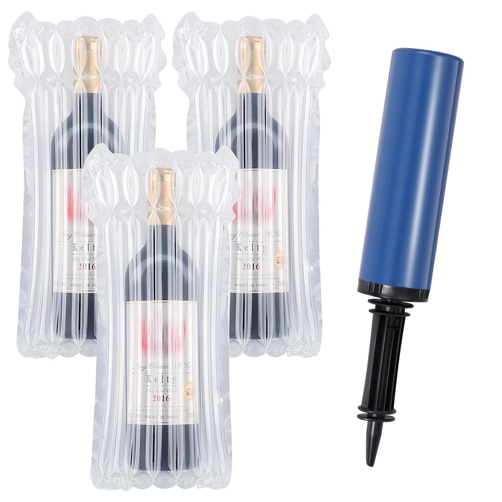 20Pack Wine Bottle Protectors for Travel Air Pump Inflatable Air Column Bags Reusable Bubble Cushion Wrap Sleeves with Pump for Safety Shipping