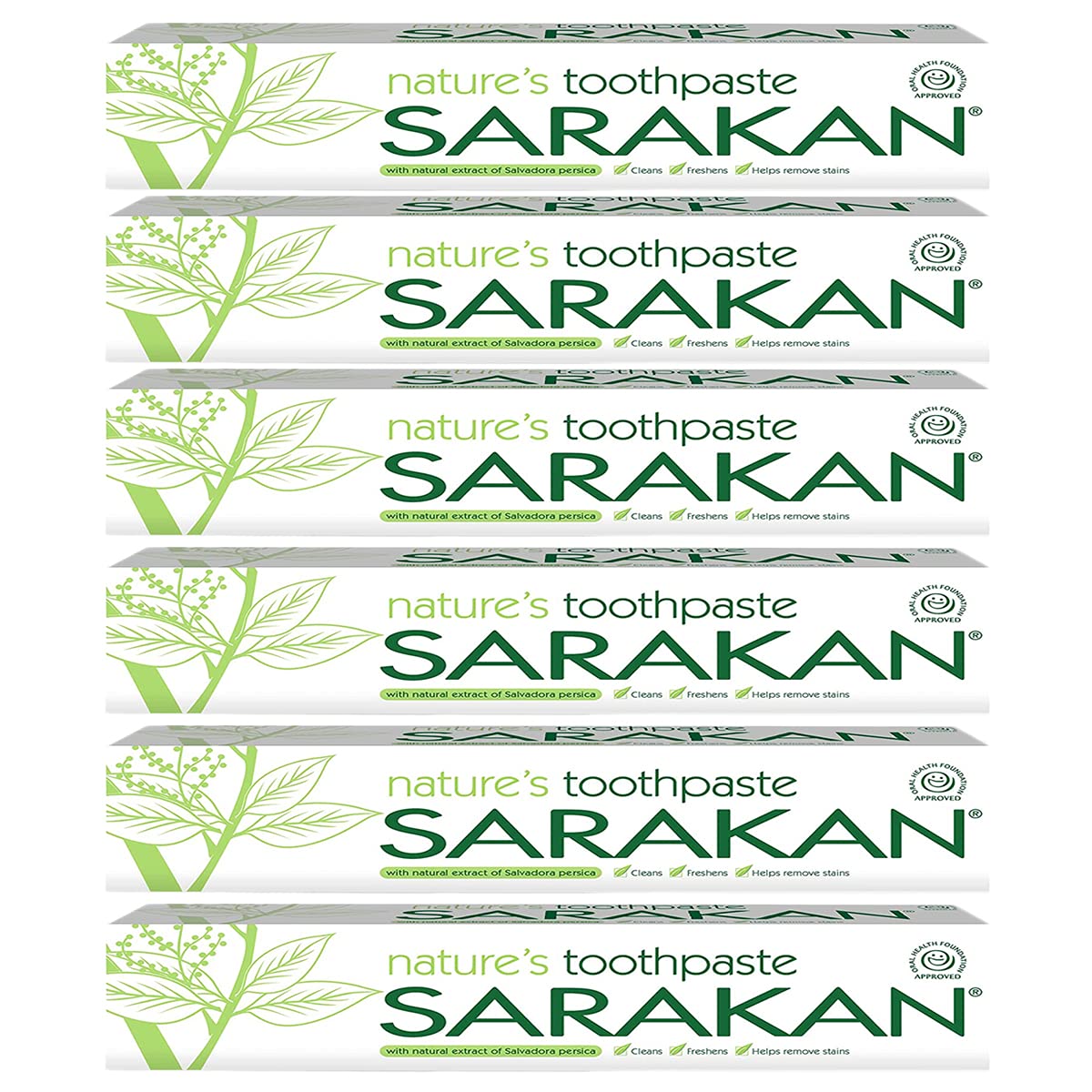 6 x Sarakan Nature’s Toothpaste (50 ml) | Vegan Toothpaste | Fluoride Free | Suitable for Adults and Children