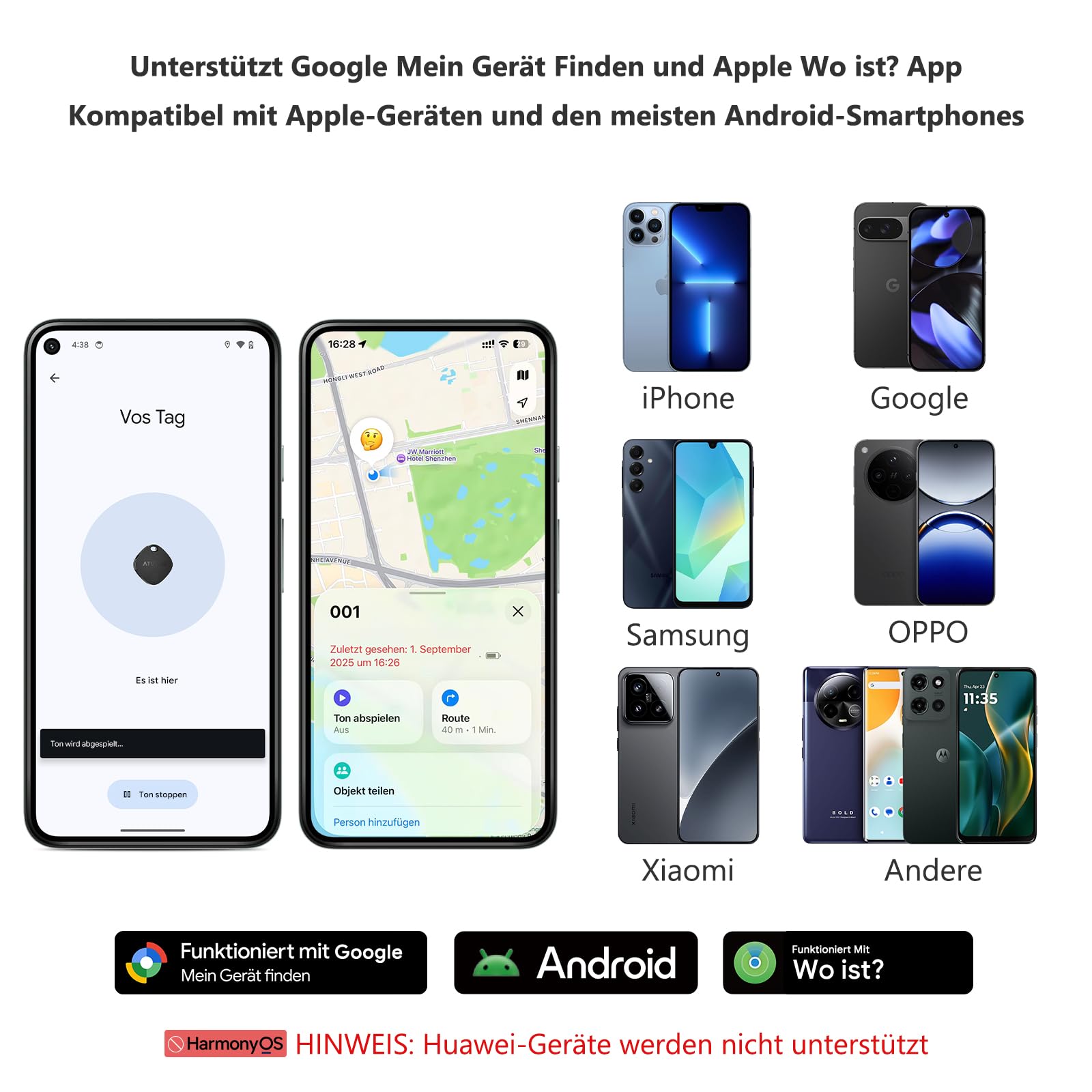 ATUVOS Air Tag Pro Smart Tags Tracker für Android & iOS, Neu Dual-System Schlüsselfinder kompatibel mit Google Mein Gerät finden or Apple Wo ist? App, Smarttag Key Finder für Gepäck, Koffer, 4er Pack. 9