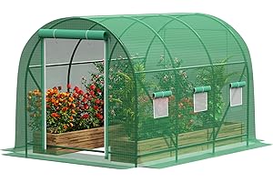 GAIER Greenhouses for Outdoors Winter Heavy Duty 10'×6.6'×6.6' - Large Walk in Tunnel Green House Portable for Plants, 1 Zipper Mesh Door, 6 Windows, Reinforced Frame