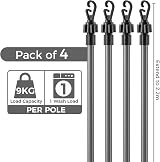 Vivo Technologies 2.2m Telescopic Washing Line Prop Pole Set of 4 view 2