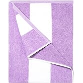 HENBAY Cotton Oversized Beach Towel - Large 70 x 35 Inch Pool Towel, Purple Striped Quick Dry Swimming Cabana Towel
