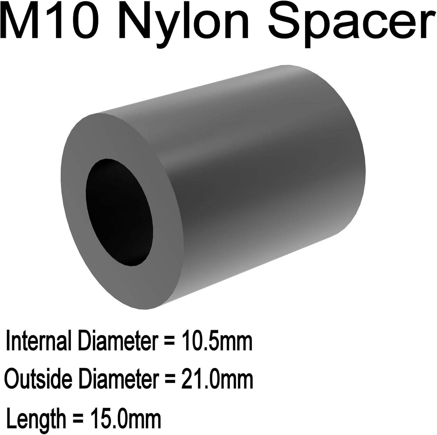 Pack of 12 M10 x 15mm Black Nylon Spacers … Amazon.co.uk DIY & Tools