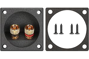 XGGYA 2.2 Inch Square Screw-Type Speaker Box Terminal Cup,2-Way Speaker Terminal with Gold Plated Binding Posts,Bare Wire and Banana Plug Connection,1 Pack