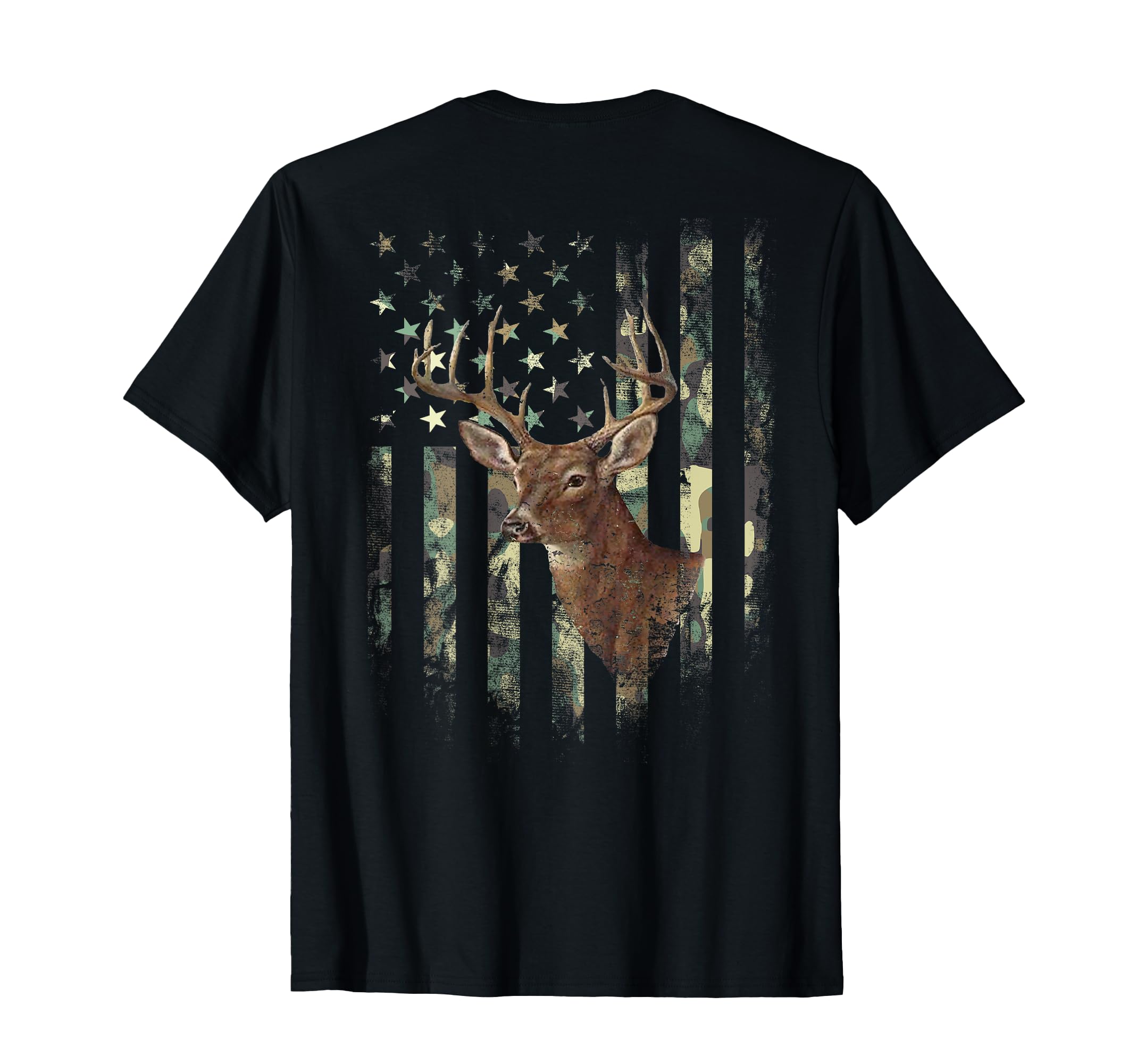 Photo 1 of ** UNKNOWN SIZE***(Art on Back) American Flag Deer Hunting Camo Women Kids Men T-Shirt