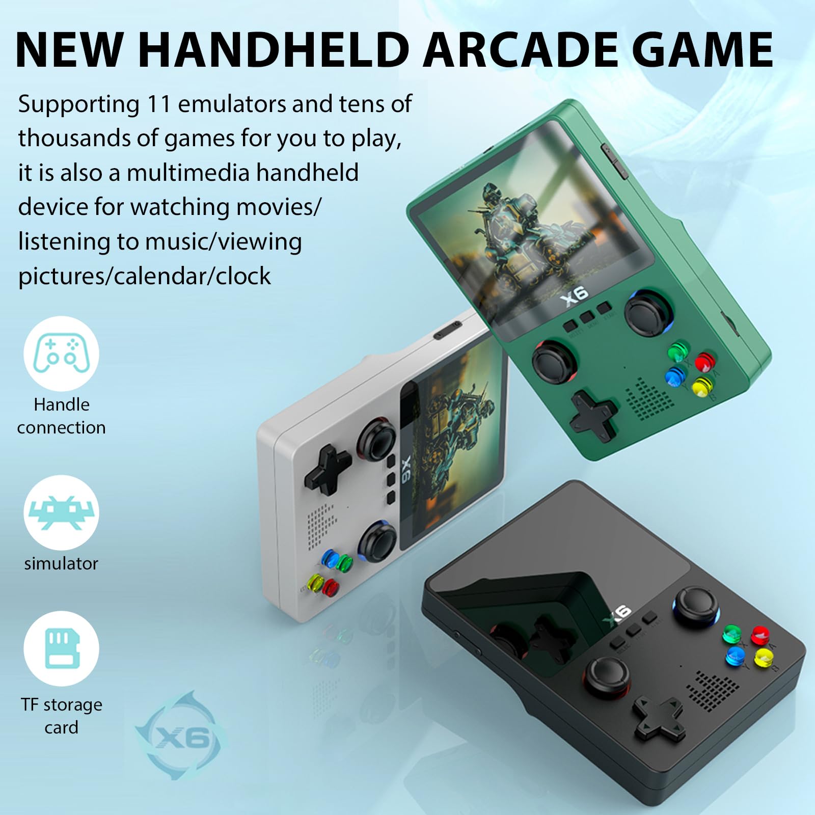 BattAkuus Retro handheld game console support 10+ emulators, portable retro game console 3.5 inch screen with 32G card 10000+ classic games support TV output(white)