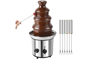 Chocolate Fountain, 4 Tiers Electric Melting Machine Chocolate Fondue Fountain Set with 6pcs Stainless Steel Forks, 4-Pound C
