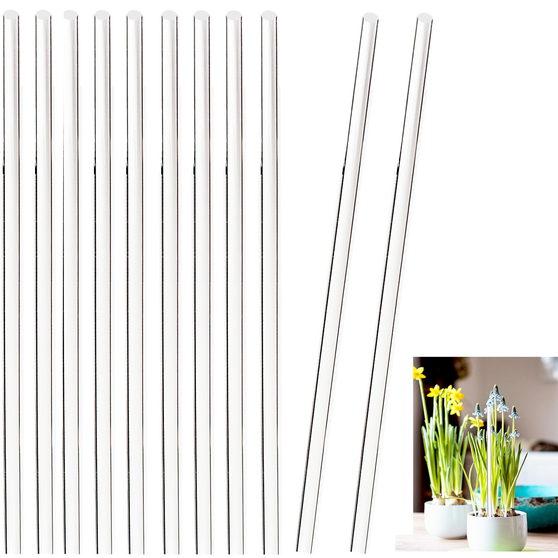 Photo 1 of 30 Pcs 18 Inch Acrylic Plant Stakes Garden Stakes Clear Orchid Stakes Clear Plant Sticks Potted Plant Christmas Support Stakes for Support Vines Grow Upright Indoor Outdoor Plants