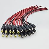 NVRTTRR (18AWG 10 Pairs) 12V 5A DC Power Pigtail Barrel Plug Connector Cable,Plugs Male Female Connectors for CCTV Security Camera Pigtail Power Adapter Connectors 5.5mm x 2.1mm (10 Pairs)