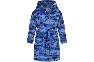 Fraprasty Boys Fleece Robe Hooded Toddler Soft Bathrobe Pajamas Sleepwear for Kids Girls 2-16 Years