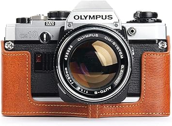 Amazon Com Handmade Genuine Real Leather Half Camera Case Bag Cover For Olympus Om10 Om Om30 Rufous Color Electronics