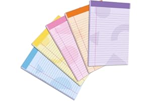 Thboxes 5 Pack Note Pad 5x8, 200 Sheets Colored Notepad Perforated Small Notepad College Ruled Writing Pad for To-Do Lists Grocery List Shopping List, 40 Sheets(Purple, Pink, Blue, Yellow, Orange)
