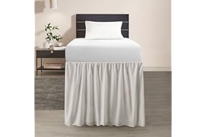 TSUTOMI Dorm Room Bed Skirt Twin XL - College Dorm Bed Skirt - Extra Long Dorm Room Bed Skirt 36 Inch Tailored Drop - 100% Microfiber Dorm Room Bedskirts - College Dorm Bed Skirt - Ivory, Twin-XL /36 Drop