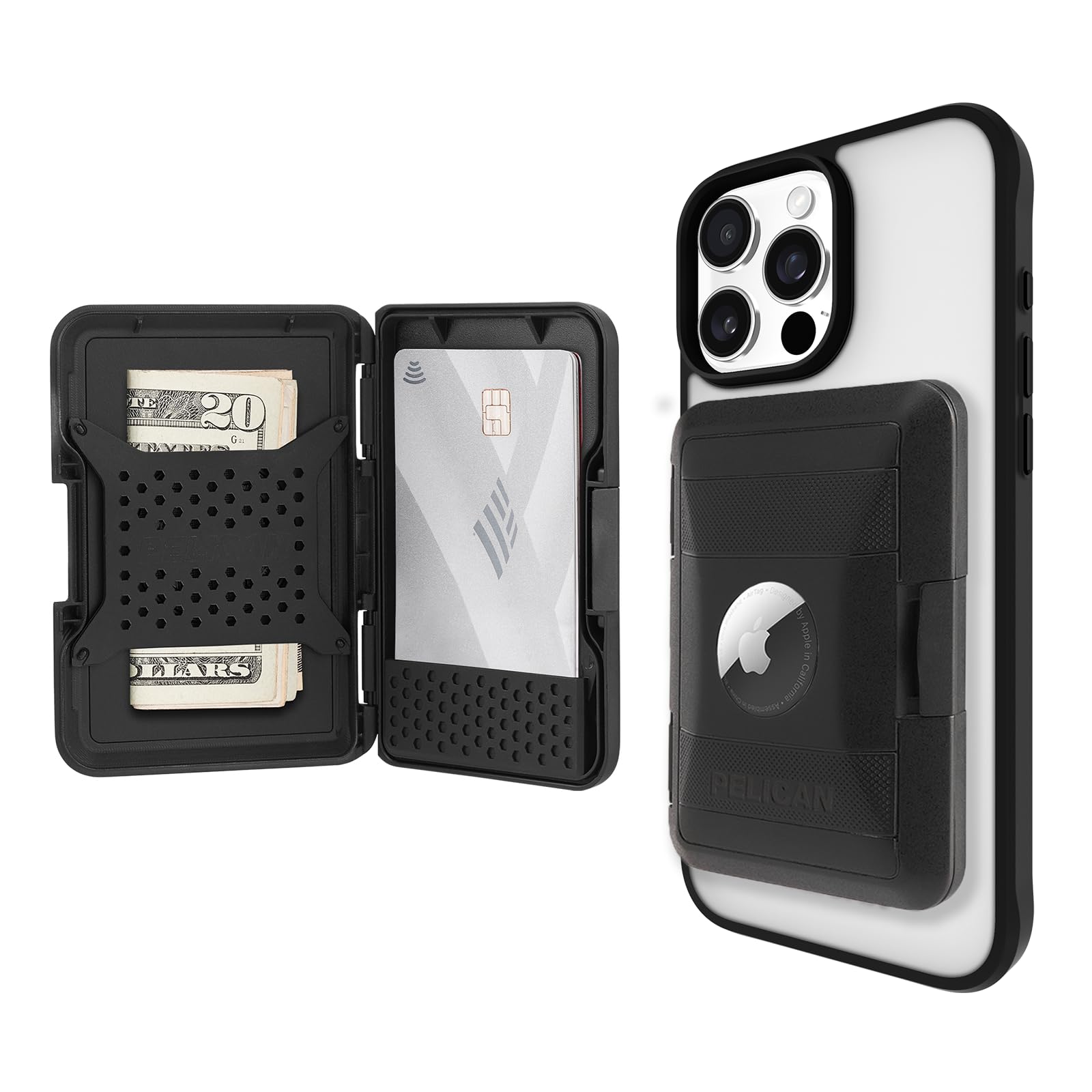 Photo 1 of Pelican Protector AirTag MagSafe Wallet/Card Holder [RFID Blocking] Holds up to 5 Cards and Cash - Smart Wallet with AirTag Holder for Men and Women - Detachable Magnetic Card Holder for iPhone