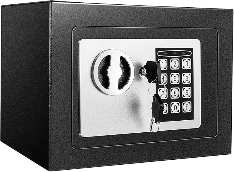 SINZUX 6.6L Digital Safe Steel Wall Safe 2 Keys 230x170x170mm Black