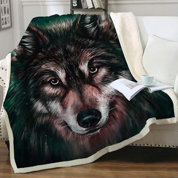 Sleepwish Black Wolf Blanket Teen Large Animal Blanket Warm