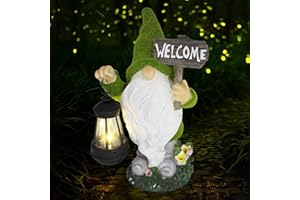 ISWABARD Solar Gnomes Statues 13.7In Large Size Garden Decor Welcome Solar LED Decorations for Outside Yard with Lantern Light, Outdoor for Lawn, Balcony, Mom Gift, Gnome Gifts for Women Garden Gnomes