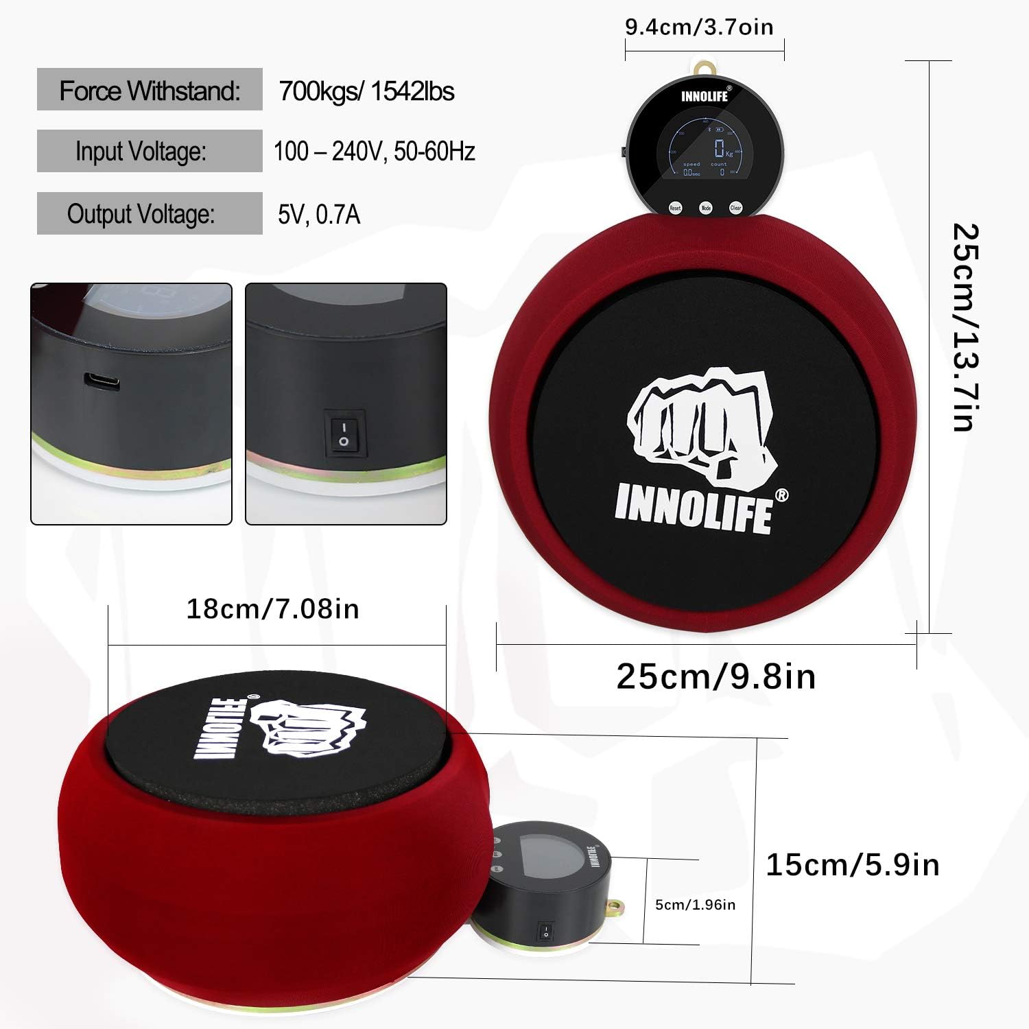 INNOLIFE Boxing Force Measurement Device, Professional Boxing Dynamometer with Punching Pad for Boxing Enthusiast-Force Withstand 1543 Lbs : Sports & Outdoors