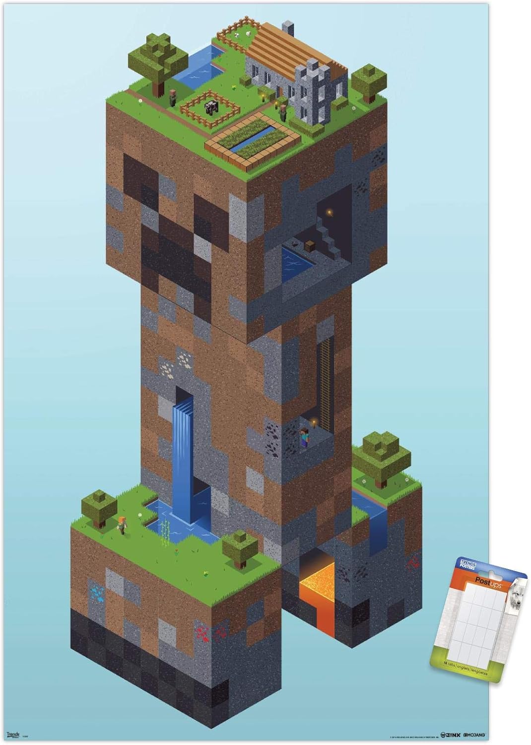 Amazon Com Trends International Minecraft Creeper Village Wall Poster 22 375 X 34 Poster Mount Bundle Home Kitchen
