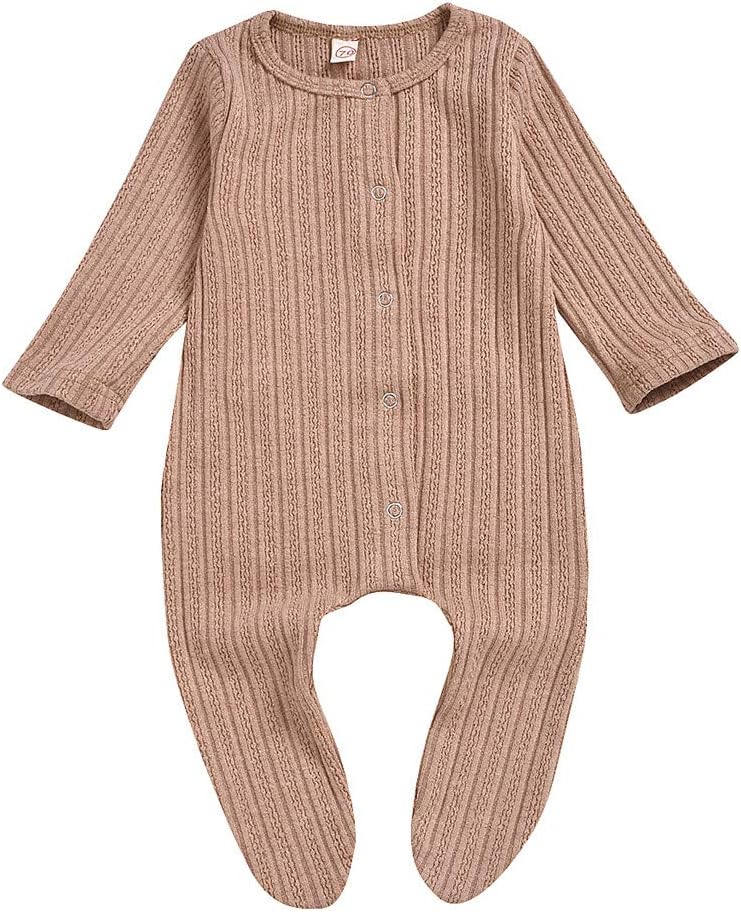 Amazon Com Baby Boy Girl Clothes Sagton Winter Baby Sweater Splice Plaid Warm Bind Feet Jumpsuit Clothes Khaki 6 9 Months Kitchen Dining