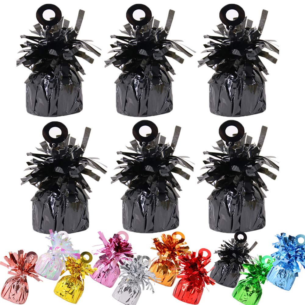 Time to Sparkle 12 Pack Heavy Balloon Weights Foil Helium Latex Balloon Weight Fountain Table Floor Tassle Cone 170g/pc Birthday Party Accessory (Weight-Black) — image 1