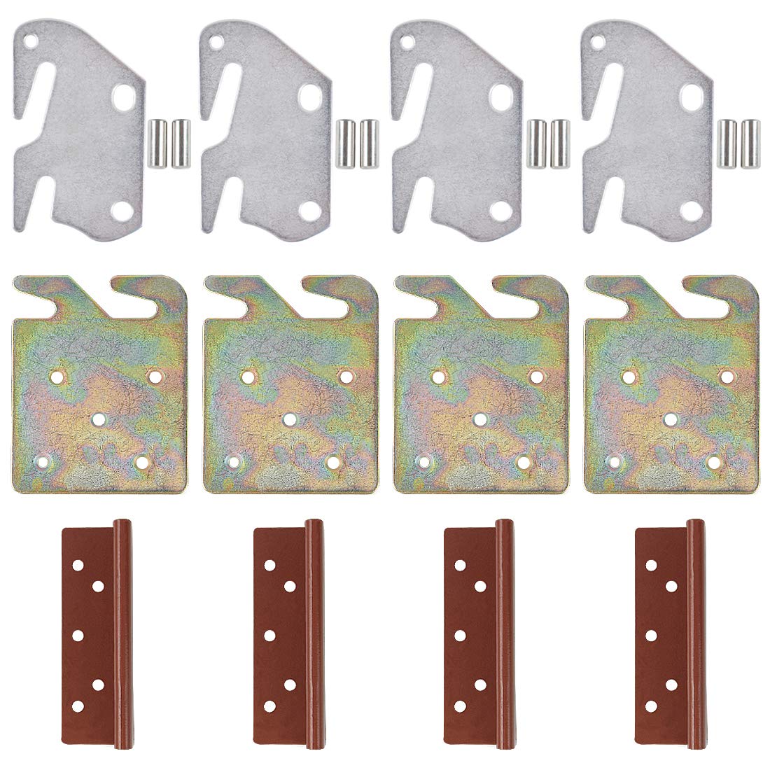 kilofly 12PCS Wooden Bed Rail Frame Post Bracket Hook Plate Hardware Value Combo โ image 1