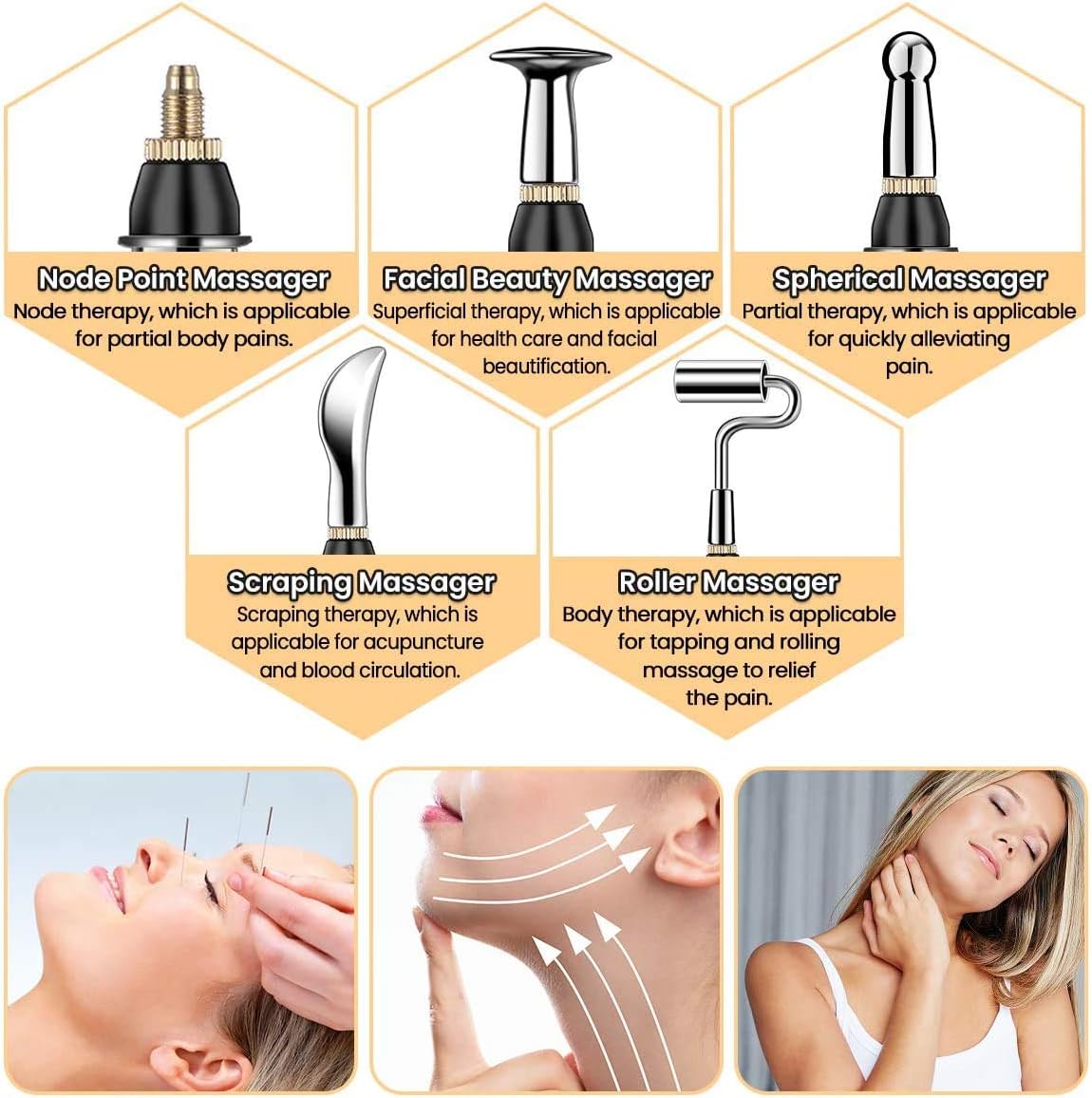 5-in-1 Acupuncture Pen, Migaven Electronic Acupuncture Meridian Therapy Machine Energy Pens Massager Relief Pain Tools with 5 Massage Heads 9 Levels: Health & Personal Care