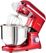 Aucma Stand Mixer 7.5L 1400W 6 Speed Tilt-Head with Accessories Red