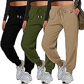 Evervibe 3Pack Women's Plus Size Sweatpants with Pockets Drawstring Elastic Waist Joggers Lounge Running Yoga Pants Trousers