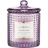 LA JOLIE MUSE Lavender Suede Candle - Lavender, Eucalyptus, Sandalwood | 10 oz Natural Soy Wax | 55 Hours Clean Burn | Aromatherapy Candle | Perfect for Relaxation, Self-Care and Meditation