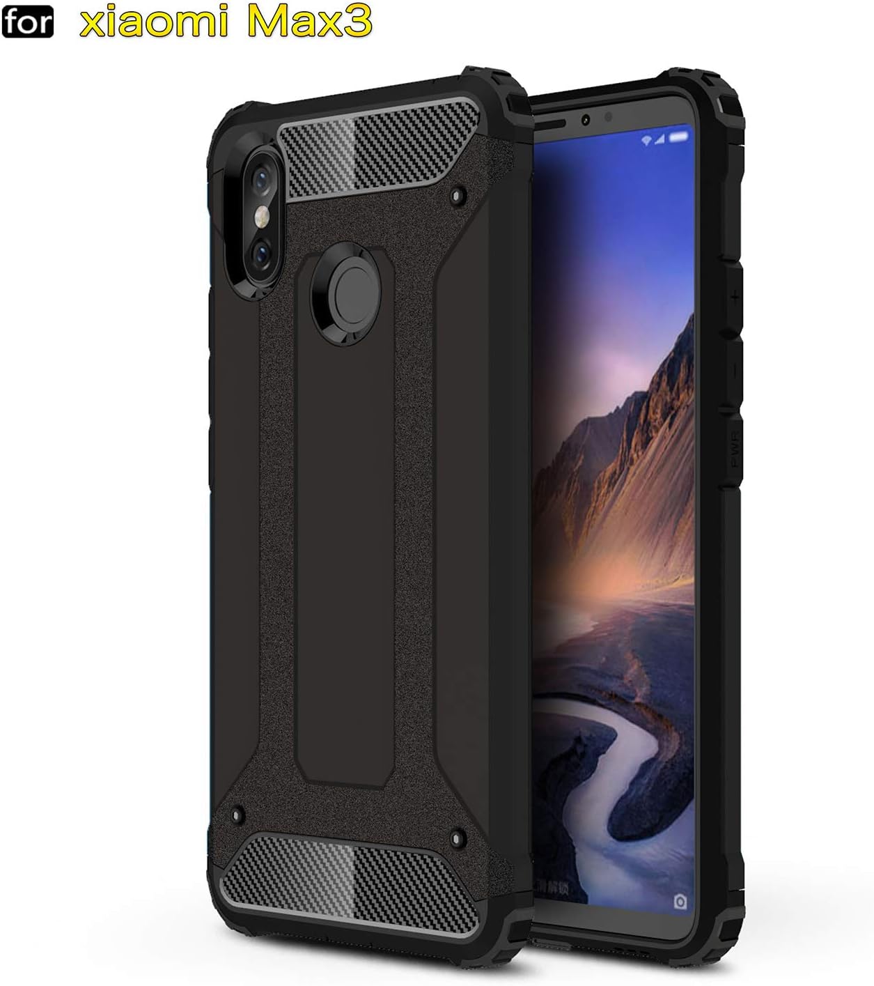 Yhuisen Xiaomi Mi Max3 case,Dual Layer Heavy Duty Hybrid Armour Tough Style Shockproof PC+TPU Protective Hard Case for Xiaomi Mi Max 3 (Color : Black)