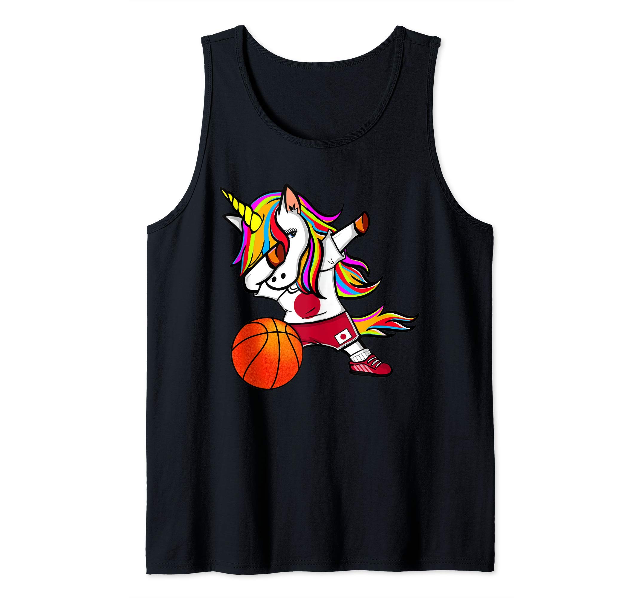 Funny Dabbing Unicorn Japan Basketball - Japanese Flag Tank Top
