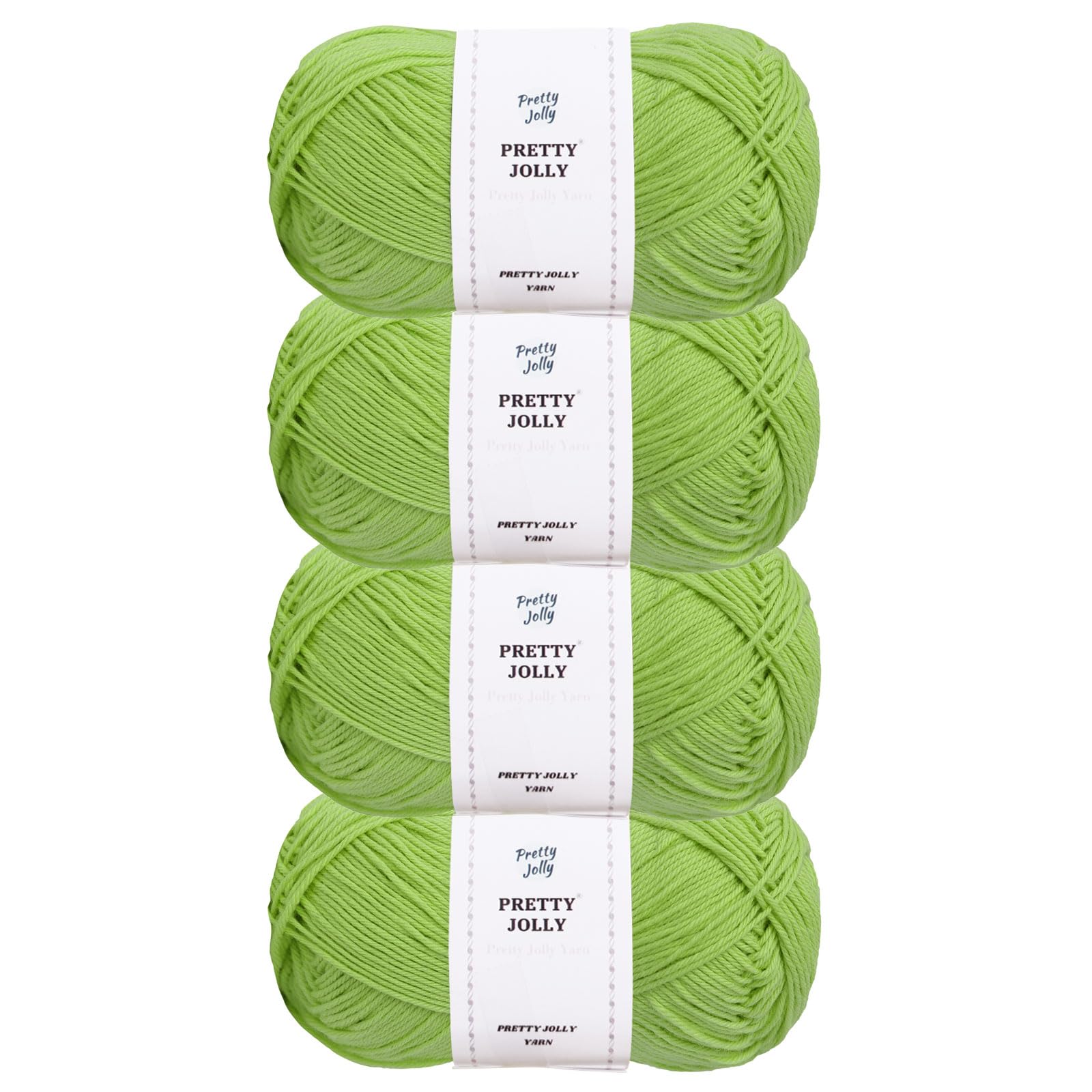 Pretty Jolly 4 Skeins Soft Baby Yarn, 100% Cotton, Crochet & Knitting, 4 Ply, Fingering Weight, Blanket Yarn for DIY Craft Total Length 4×160m/4×50g (Spring Green) — image 1