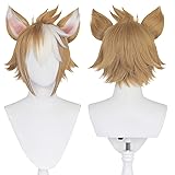 Amback Light Brown Cosplay Wig Orange Mixed White