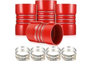 Burbell 4 Pack Silicone Charge Air Cooler Hump Hose with T-bolt Spring Loaded Clamps 4" x 6" Semi Truck Air Hose Set Heavy Duty Turbo, Air Intake and Intercooler Hose Kit