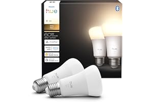 Philips Hue Smart LED A19 Bulb, Warm White Light 2700K, E26 Base, 9W, 810 Lumens, Dimmable, Works with Alexa, Google Assistan