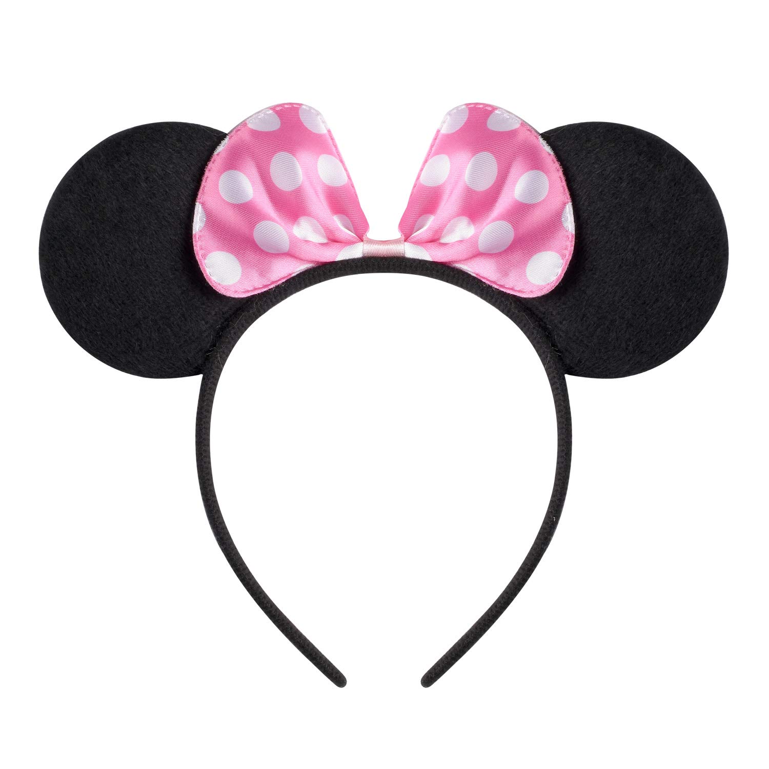 Picoway Mouse Ears Solid Black & Pink Bow Headband Set of 20: Beauty
