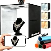 BENOISON Light Box Photography 16"x16" Portable Shooting Tent with 120 LEDs &amp; 6 Backdrops for Jewelry Watches Cosmetics Food Photography