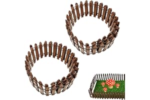 YFANITI 2Pcs Miniature Fairy Garden Fence,DIY Wood Picket Fence Mini Ornament,Home Garden Plant Pot DIY Diorama Project (Brown,1.96"x 35.4")