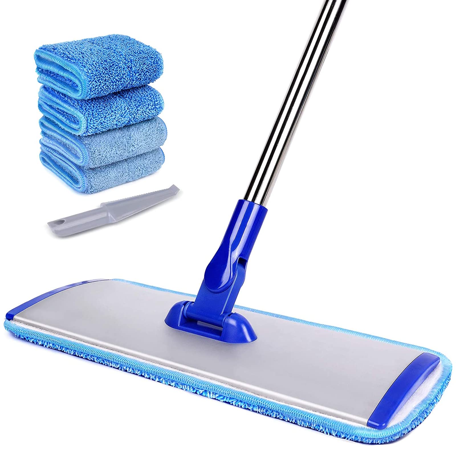 Photo 1 of 18" Professional Microfiber Mop Floor Cleaning mop, Flat Mop with Stainless Steel Handle,4 Reusable Washable Mop Pads and mop Pads Brush,Microfiber Mop for Hardwood (18" Microfiber Mop)